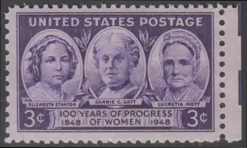 USA Michel 0571 / Scott 0959 postfrisch EINZELMARKE RAND rechts (a1) - 100 Jahre amerikanische Frauenrechtsbewegung: Frauenrechtlerinnen Elizabeth Stanton, Carrie Chapmann Catt, Lucretia Mott 