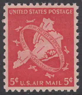 USA Michel 0572 / Scott C038 postfrisch Luftpost-EINZELMARKE - 50 Jahre Groß-New-York: Karte der 5 Verwaltungsbezirke von Groß-New-York