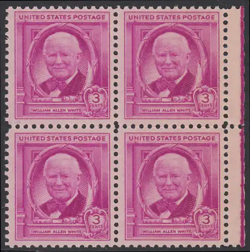 USA Michel 0573 / Scott 0960 postfrisch BLOCK RÄNDER rechts - William Allen White, Journalist und Zeitungsverleger