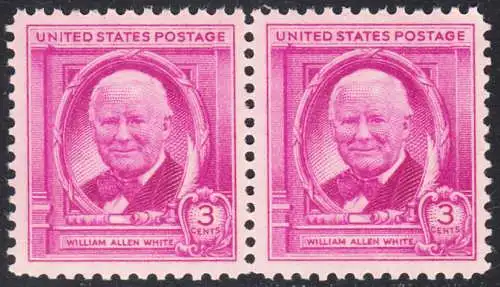 USA Michel 0573 / Scott 0960 postfrisch horiz.PAAR (a1) - William Allen White, Journalist und Zeitungsverleger