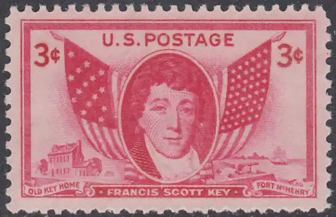 USA Michel 0575 / Scott 0962 postfrisch EINZELMARKE (a1) - Francis Scott Key, Dichter, Verfasser der Nationalhymne; Flaggen von 1814 und 1948