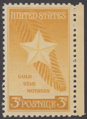 USA Michel 0582 / Scott 0969 postfrisch EINZELMARKE RAND rechts - „Goldener-Stern“-Orden für Mütter gefallener US-Soldaten