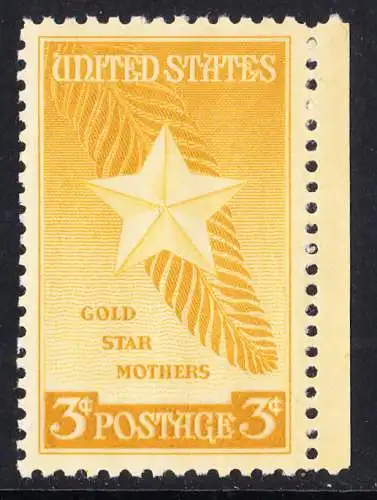 USA Michel 0582 / Scott 0969 postfrisch EINZELMARKE RAND rechts - „Goldener-Stern“-Orden für Mütter gefallener US-Soldaten