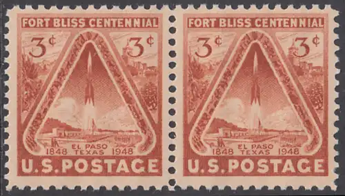 USA Michel 0589 / Scott 0976 postfrisch horiz.PAAR - 100 Jahre Fort Bliss bei El Paso, Texas; Start einer Rakete