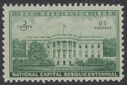 USA Michel 0608 / Scott 0990 postfrisch EINZELMARKE - 150 Jahre Bundeshauptstadt Washington, DC: Weißes Haus, Amtssitz des Präsidenten