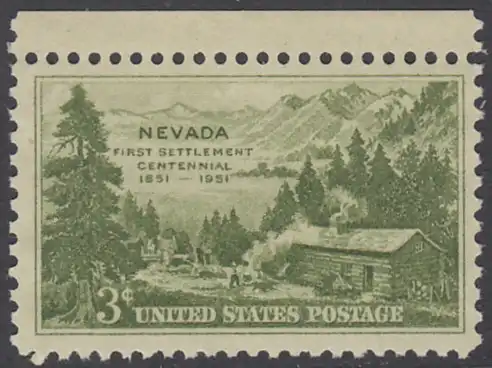 USA Michel 0617 / Scott 0999 postfrisch EINZELMARKE RAND oben  - 100 Jahre Besiedlung des Staates Nevada: Carson Valley (1851) 