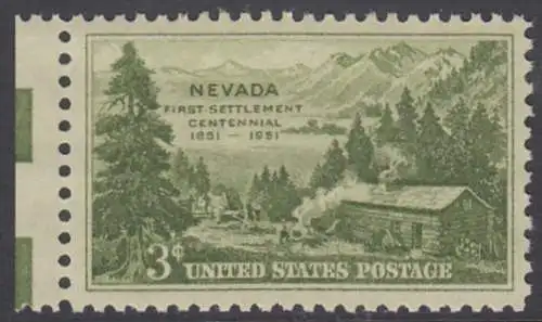 USA Michel 0617 / Scott 0999 postfrisch EINZELMARKE RAND links (a1) - 100 Jahre Besiedlung des Staates Nevada: Carson Valley (1851) 
