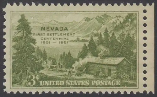 USA Michel 0617 / Scott 0999 postfrisch EINZELMARKE RAND rechts (a1)  - 100 Jahre Besiedlung des Staates Nevada: Carson Valley (1851) 