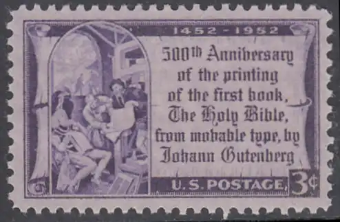 USA Michel 0633 / Scott 1014 postfrisch EINZELMARKE - 500. Jahrestag des Druckes der ersten Bibel durch Johannes Gutenberg