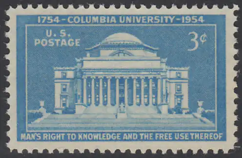USA Michel 0649 / Scott 1029 postfrisch EINZELMARKE - 200 Jahre Columbia-Universität, New York: Bibliotheksgebäude der Columbia-Universität 