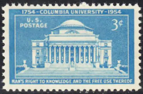 USA Michel 0649 / Scott 1029 postfrisch EINZELMARKE (a1) - 200 Jahre Columbia-Universität, New York: Bibliotheksgebäude der Columbia-Universität 