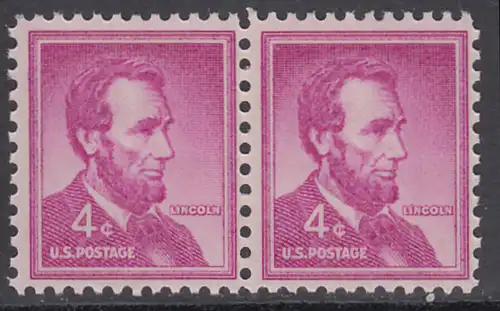 USA Michel 0657 / Scott 1036 postfrisch horiz.PAAR - Bedeutende Amerikaner, Bauwerke: Abraham Lincoln