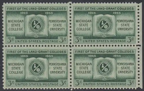 USA Michel 0685 / Scott 1065 postfrisch BLOCK RÄNDER rechts - 100 Jahre Michigan State College und Pennsylvania-Universität