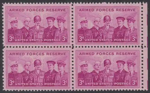 USA Michel 0687 / Scott 1067 postfrisch BLOCK RÄNDER rechts (a1) - Verdienste der Reservistenverbände der Streitkräfte