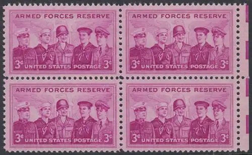 USA Michel 0687 / Scott 1067 postfrisch BLOCK RÄNDER rechts (a2) - Verdienste der Reservistenverbände der Streitkräfte