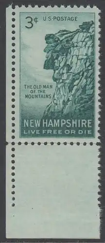 USA Michel 0689 / Scott 1068 postfrisch EINZELMARKE ECKRAND unten links - 150. Jahrestag der Entdeckung der Felsformation „Old Man of the Mountain“ in New Hampshire