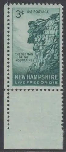 USA Michel 0689 / Scott 1068 postfrisch EINZELMARKE ECKRAND unten links (a1) - 150. Jahrestag der Entdeckung der Felsformation „Old Man of the Mountain“ in New Hampshire