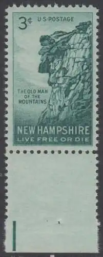 USA Michel 0689 / Scott 1068 postfrisch EINZELMARKE RAND unten (a1) - 150. Jahrestag der Entdeckung der Felsformation „Old Man of the Mountain“ in New Hampshire