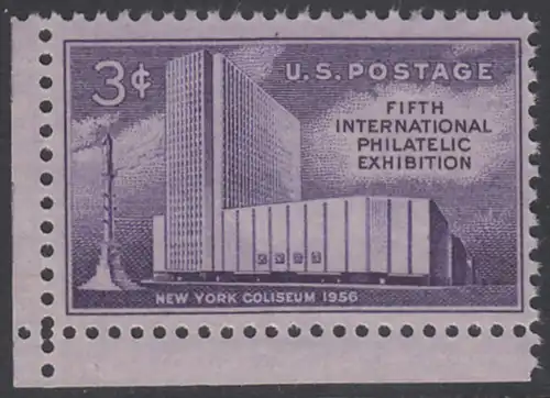 USA Michel 0698 / Scott 1076 postfrisch EINZELMARKE ECKRAND unten links - 5. Internationale Briefmarkenausstellung FIPEX, New York, Kolumbus-Denkmal 