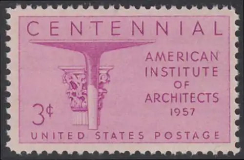 USA Michel 0711 / Scott 1089 postfrisch EINZELMARKE (a1) - 100 Jahre Amerikanisches Institut der Architekten: Korinthisches und modernes Kapitell