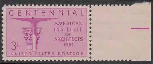 USA Michel 0711 / Scott 1089 postfrisch EINZELMARKE RAND rechts - 100 Jahre Amerikanisches Institut der Architekten: Korinthisches und modernes Kapitell