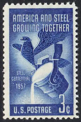 USA Michel 0712 / Scott 1090 postfrisch EINZELMARKE (a2)  - 100 Jahre Stahlindustrie: Amerikanischer Adler, Schmelztiegel 