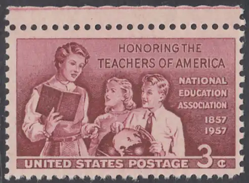 USA Michel 0715 / Scott 1093 postfrisch EINZELMARKE RAND oben - 100 Jahre Lehrer-Vereinigung: Lehrerin mit Schülern
