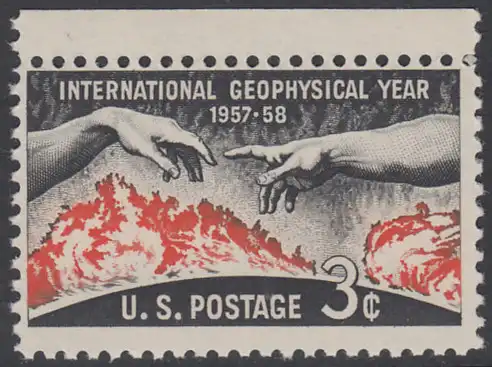 USA Michel 0727 / Scott 1107 postfrisch EINZELMARKE RAND oben - Internationales Geophysikalisches Jahr 1957/1958