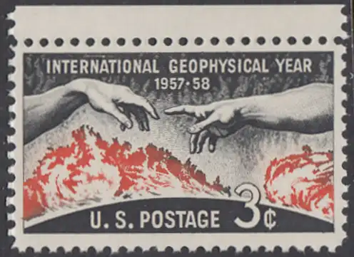 USA Michel 0727 / Scott 1107 postfrisch EINZELMARKE RAND oben (a1) - Internationales Geophysikalisches Jahr 1957/1958