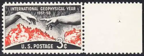 USA Michel 0727 / Scott 1107 postfrisch EINZELMARKE RAND rechts (a1) - Internationales Geophysikalisches Jahr 1957/1958