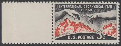 USA Michel 0727 / Scott 1107 postfrisch EINZELMARKE RAND links (a1) - Internationales Geophysikalisches Jahr 1957/1958