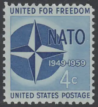 USA Michel 0750 / Scott 1127 postfrisch EINZELMARKE - 10 Jahre Nordatlantikpakt (NATO), NATO-Emblem