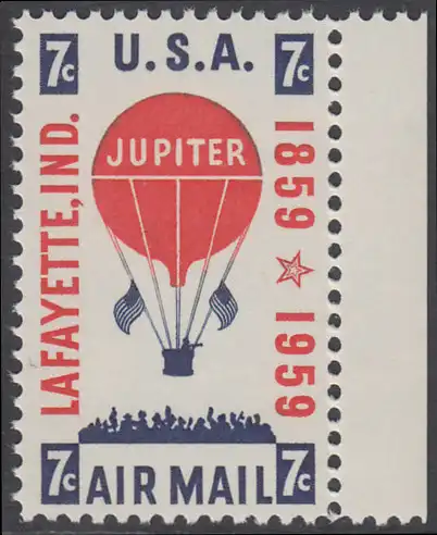 USA Michel 0756 / Scott C054 postfrisch Luftpost-EINZELMARKE RAND rechts - 100 Jahre Ballon-Postbeförderung
