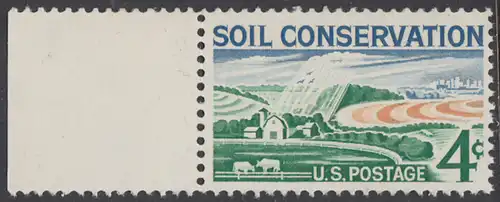 USA Michel 0758 / Scott 1133 mit Falzrest EINZELMARKE RAND links - Erhaltung des Agrarlandes, Farm