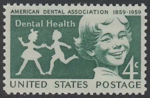 USA Michel 0761 / Scott 1135 postfrisch EINZELMARKE RAND links - 100 Jahre Zahnärztliche Vereinigung: Kinder