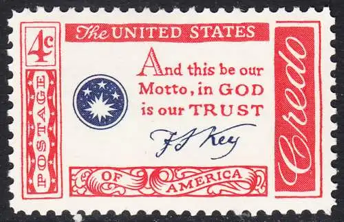 USA Michel 0769 / Scott 1142 postfrisch EINZELMARKE (a1) - Amerikanisches Credo mit Aussprüchen berühmter Amerikaner (Francis Scott Key)
