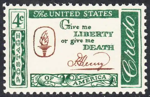 USA Michel 0771 / Scott 1144 postfrisch EINZELMARKE (a1) - Amerikanisches Credo mit Aussprüchen berühmter Amerikaner (Patrick Henry)
