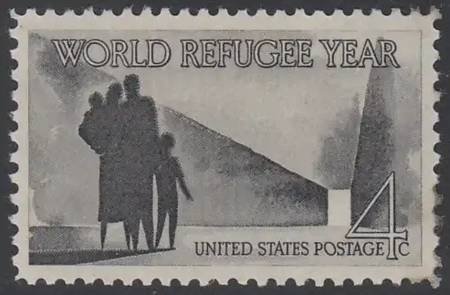 USA Michel 0776 / Scott 1149 postfrisch EINZELMARKE - Weltflüchtlingsjahr 1959/1960: Familie, aus dem Dunkel ins Licht schreitend