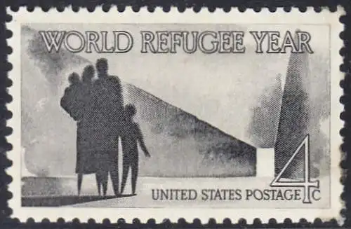 USA Michel 0776 / Scott 1149 postfrisch EINZELMARKE (a1) - Weltflüchtlingsjahr 1959/1960: Familie, aus dem Dunkel ins Licht schreitend