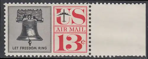 USA Michel 0782 / Scott C062 postfrisch Luftpost-EINZELMARKE RAND rechts - Freiheitsglocke