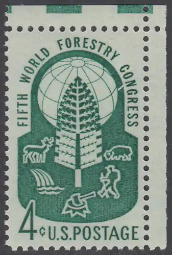 USA Michel 0786 / Scott 1156 postfrisch EINZELMARKE ECKRAND oben rechts - Welt-Forstkongress in Seattle, WA 