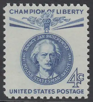 USA Michel 0789 / Scott 1159 postfrisch EINZELMARKE (a1) - Freiheitskämpfer: Ignacy Jan Paderewski: poln. Politiker, Pianist und Komponist 