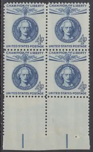 USA Michel 0789 / Scott 1159 postfrisch BLOCK RAND unten - Freiheitskämpfer: Ignacy Jan Paderewski: poln. Politiker, Pianist und Komponist 