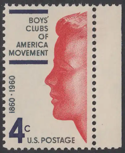 USA Michel 0793 / Scott 1163 postfrisch EINZELMARKE RAND rechts - 100 Jahre Betreuungseinrichtungen für Jungen