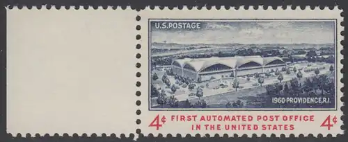 USA Michel 0794 / Scott 1164 postfrisch EINZELMARKE RAND links - Eröffnung des ersten automatisierten Postamtes in den USA; Neues Postamt in Providence, RI 