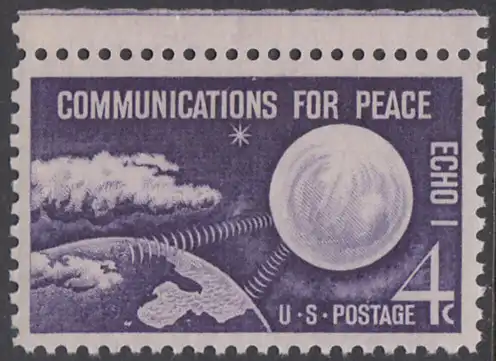 USA Michel 0803 / Scott 1173 postfrisch EINZELMARKE RAND oben - Echo I - Nachrichtenverbindungen für den Frieden
