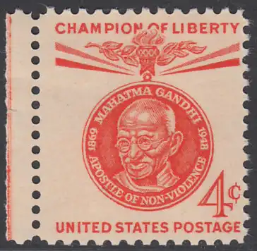 USA Michel 0804 / Scott 1174 postfrisch EINZELMARKE RAND links - Freiheitskämpfer: Mahatma Gandhi; Führer der indischen Unabhängigkeitsbewegung