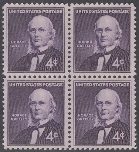 USA Michel 0807 / Scott 1177 postfrisch BLOCK - 150. Geburtstag von Horace Greeley, Verleger und Publizist