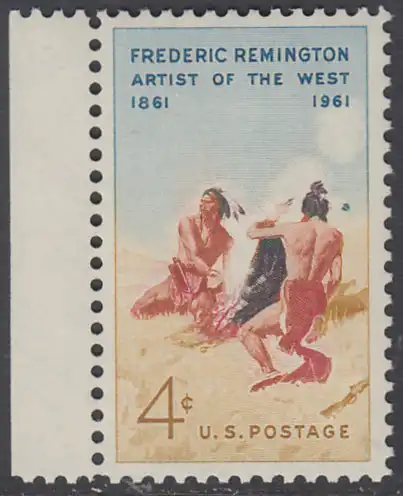 USA Michel 0813 / Scott 1187 postfrisch EINZELMARKE RAND links - 100. Geburtstag von Frederic Remington, Maler und Bildhauer