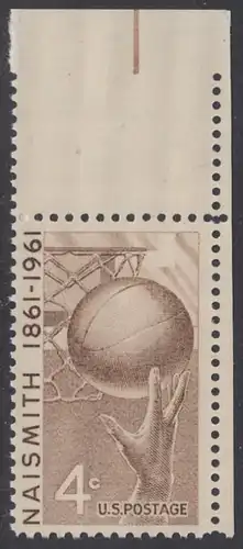 USA Michel 0815 / Scott 1189 postfrisch EINZELMARKE ECKRAND oben rechts - 100. Geburtstag von James Naismith; Baskeball